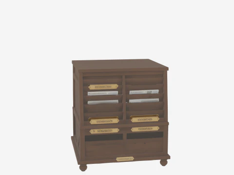 Wooden floor-standing newspaper holder brass accents and magazine 3D Model