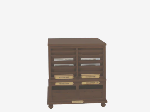 Wooden floor-standing newspaper holder brass accents and magazine 3D Model