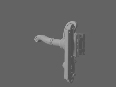 Elegant Brass Bank Door Handle 3D Lever and Security Features 3D Model