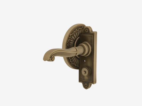 Elegant Brass Bank Door Handle 3D Lever and Security Features 3D Model