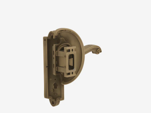 Elegant Brass Bank Door Handle 3D Lever and Security Features 3D Model