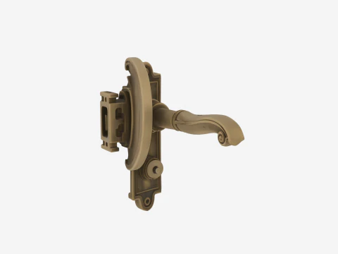 Elegant Brass Bank Door Handle 3D Lever and Security Features 3D Model