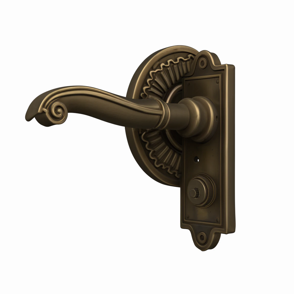 Elegant Brass Bank Door Handle 3D Lever and Security Features 3D Model .c4d .max .obj .3ds .fbx .stl .blend