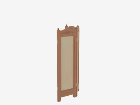 3D Wooden Bank Privacy Screen Fabric Panels and Brass Hardware 3D Model