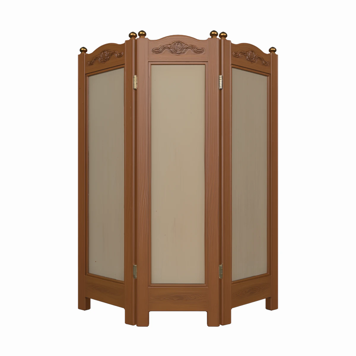 3D Wooden Bank Privacy Screen Fabric Panels and Brass Hardware 3D Model .c4d .max .obj .3ds .fbx .stl .blend 