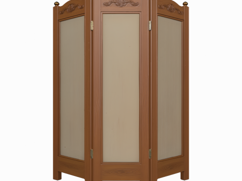 Pannelli in tessuto per schermi privacy per banche in legno 3D e hardware in ottone Modello 3D