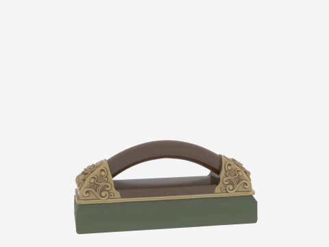 Vintage Ink Blotter 3D Brass Accents and Wooden Rocker Handle 3D Model