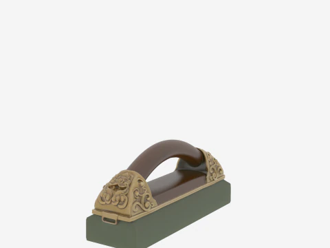 Vintage Ink Blotter 3D Brass Accents and Wooden Rocker Handle 3D Model