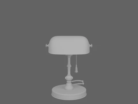 Vintage Banker-Schreibtischlampe aus Messing mit Gr&uuml;nspan und Patina 3D Modell