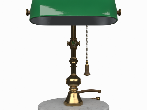 Vintage Brass Bankers Desk Lamp Verdigris Patina 3D Model
