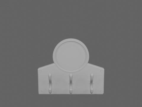 3D houten kapstokbord messing haken voor kantoorpersoneel 3D Model