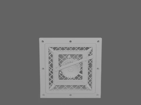 3D Brass Bank Vault Air Vent Adjustable Louvers and Security Mesh 3D Model