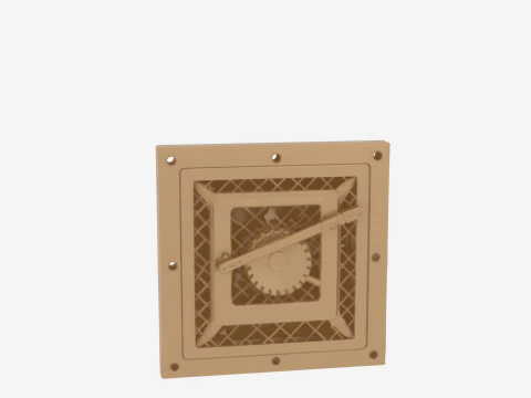 3D Brass Bank Vault Air Vent Adjustable Louvers and Security Mesh 3D Model