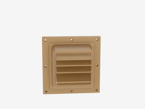 3D Brass Bank Vault Air Vent Adjustable Louvers and Security Mesh 3D Model