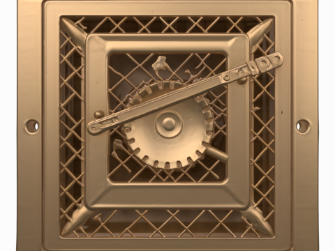 3D-messing bankkluis, ventilatierooster, verstelbare lamellen en veiligheidsgaas 3D Model