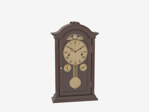 3D Grandfather Clock Complete Brass Pendulum Moon Phase Dial 3D Model
