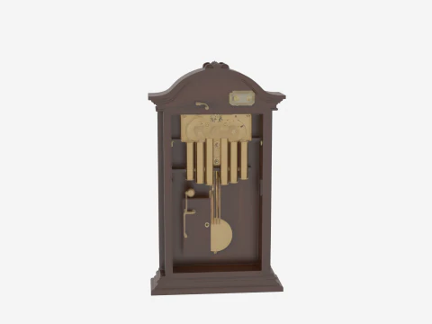 3D Grandfather Clock Complete Brass Pendulum Moon Phase Dial 3D Model