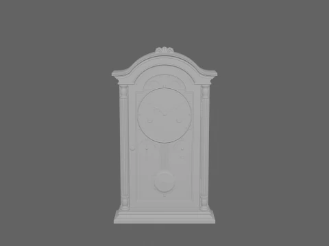 3D Grandfather Clock Complete Brass Pendulum Moon Phase Dial 3D Model