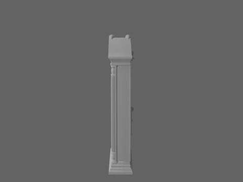 3D Grandfather Clock Complete Brass Pendulum Moon Phase Dial 3D Model