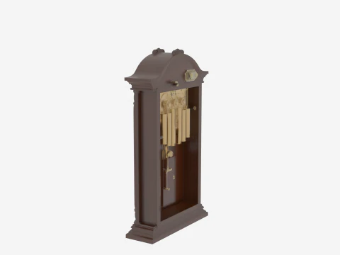 3D Grandfather Clock Complete Brass Pendulum Moon Phase Dial 3D Model