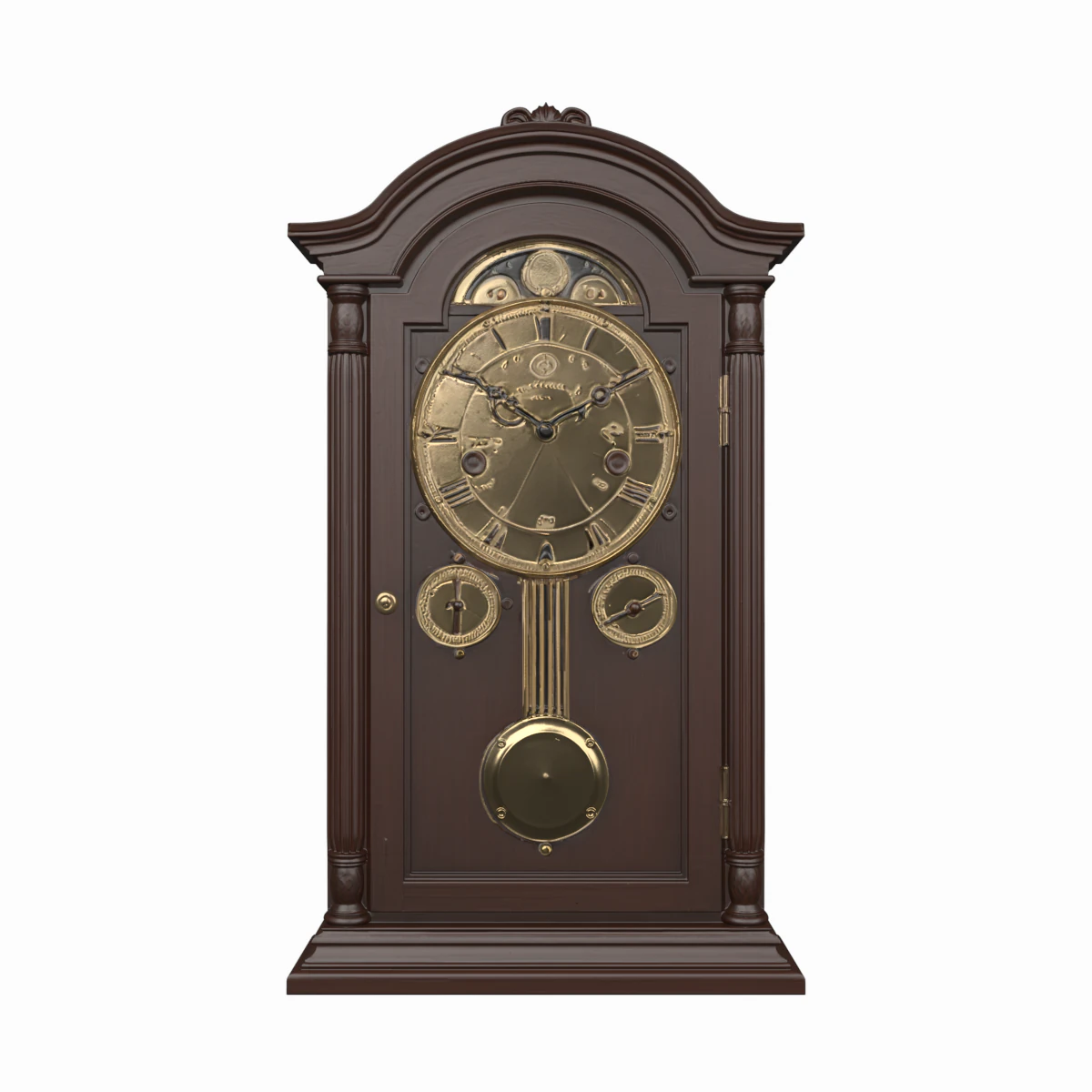 3D Grandfather Clock Complete Brass Pendulum Moon Phase Dial 3D Model .c4d .max .obj .3ds .fbx .stl .blend 