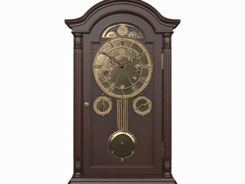 Relógio de avô 3D com pêndulo de latão completo e mostrador de fases da lua Modelo 3D