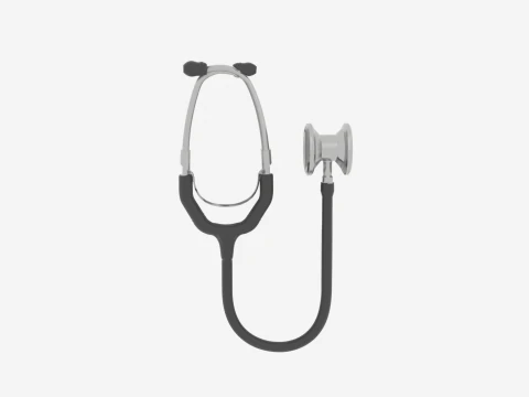 Professional Medical Stethoscope Chrome White Background Highly Detailed 3D Model