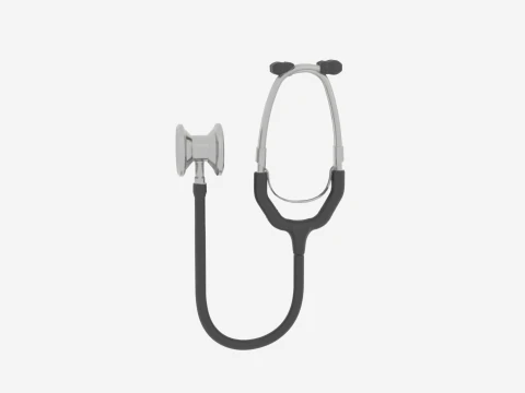 Professional Medical Stethoscope Chrome White Background Highly Detailed 3D Model