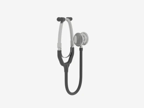 Professional Medical Stethoscope Chrome White Background Highly Detailed 3D Model