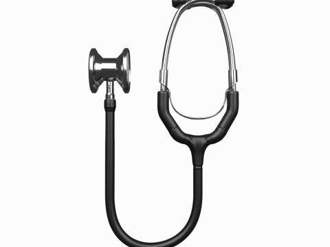 St&eacute;thoscope M&eacute;dical Professionnel Sur Fond Blanc Chrome Tr&egrave;s D&eacute;taill&eacute; Modèle 3D