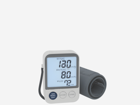 Premium digitale bloeddrukmeter met gedetailleerd LCD-display en stoffen manchet 3D Model