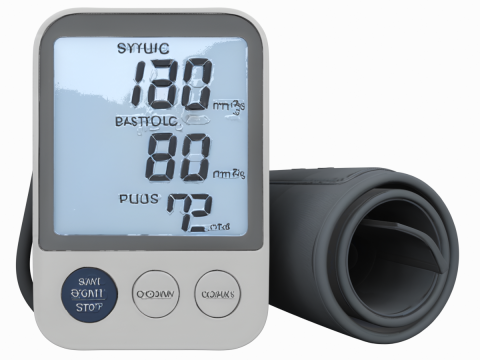 Sfigmomanometro digitale premium con display LCD dettagliato e bracciale in tessuto Modello 3D