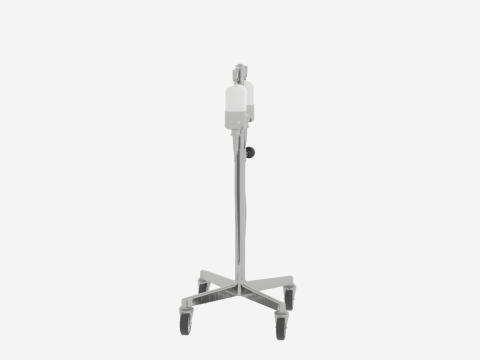 Stand Tetes Medis IV Premium dengan Roda Krom dan Empat Kait Ketinggian yang Dapat Disesuaikan Model 3D