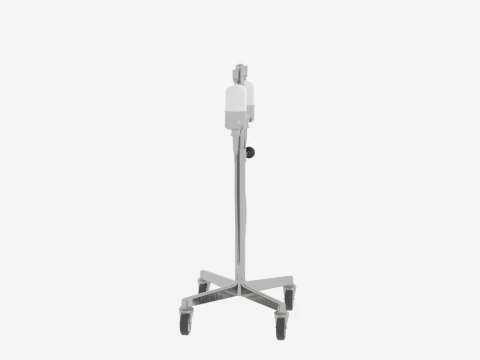 Of Premium Medical IV Drip Stand with Chrome Wheels and Four Adjustable Height Hooks 3D Model