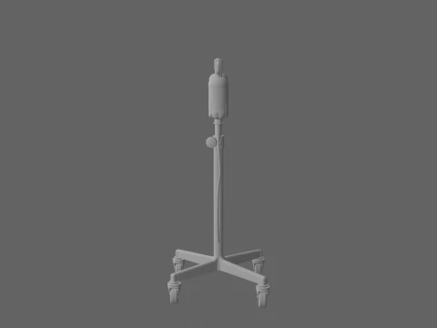 Of Premium Medical IV Drip Stand with Chrome Wheels and Four Adjustable Height Hooks 3D Model