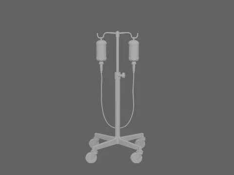 Of Premium Medical IV Drip Stand with Chrome Wheels and Four Adjustable Height Hooks 3D Model