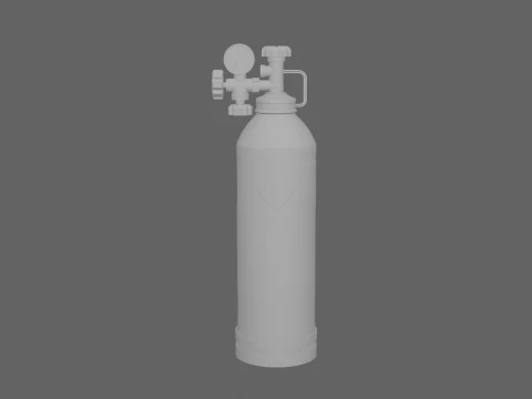 Professional 3D Medical Oxygen Tank with Pressure Gauge and Valve System 3D Model