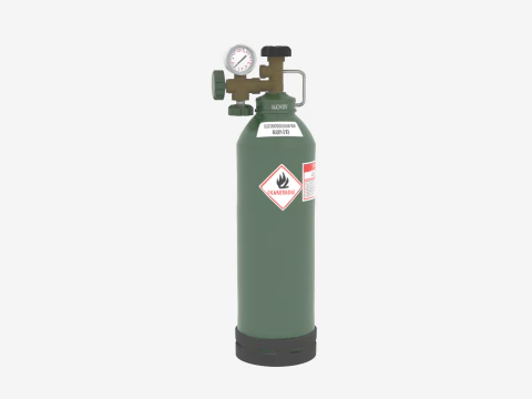 Professional 3D Medical Oxygen Tank with Pressure Gauge and Valve System 3D Model