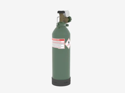 Professional 3D Medical Oxygen Tank with Pressure Gauge and Valve System 3D Model