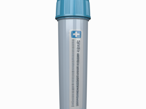 Recipiente transl&uacute;cido profissional para coleta de amostras m&eacute;dicas com tampa de rosca Modelo 3D