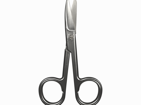 湾曲した刃とフィンガーループを備えたプロの外科用はさみの 3Dモデル