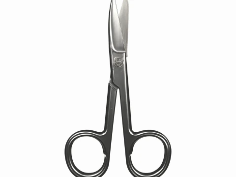 De tesouras cir&uacute;rgicas profissionais com l&acirc;minas curvas e al&ccedil;as para os dedos Modelo 3D