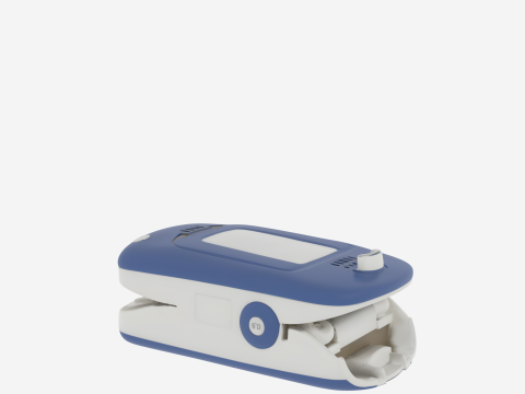 Szczeg&oacute;łowy opis pulsoksymetru na palcu z wyświetlaczem cyfrowym i mechanizmem zaciskowym Model 3D