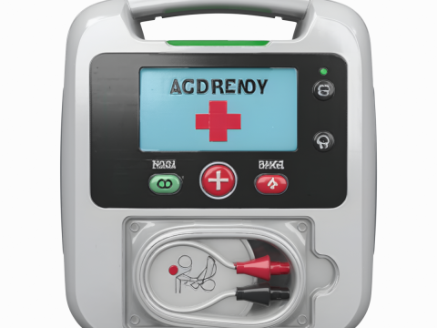 Profesjonalny render 3D ratującego życie automatycznego defibrylatora z funkcjami ratownictwa medycznego Model 3D