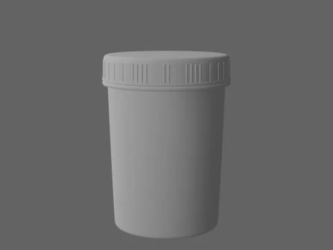 Di tazza per campioni medici traslucida con coperchio a vite e linee di volume graduate Modello 3D