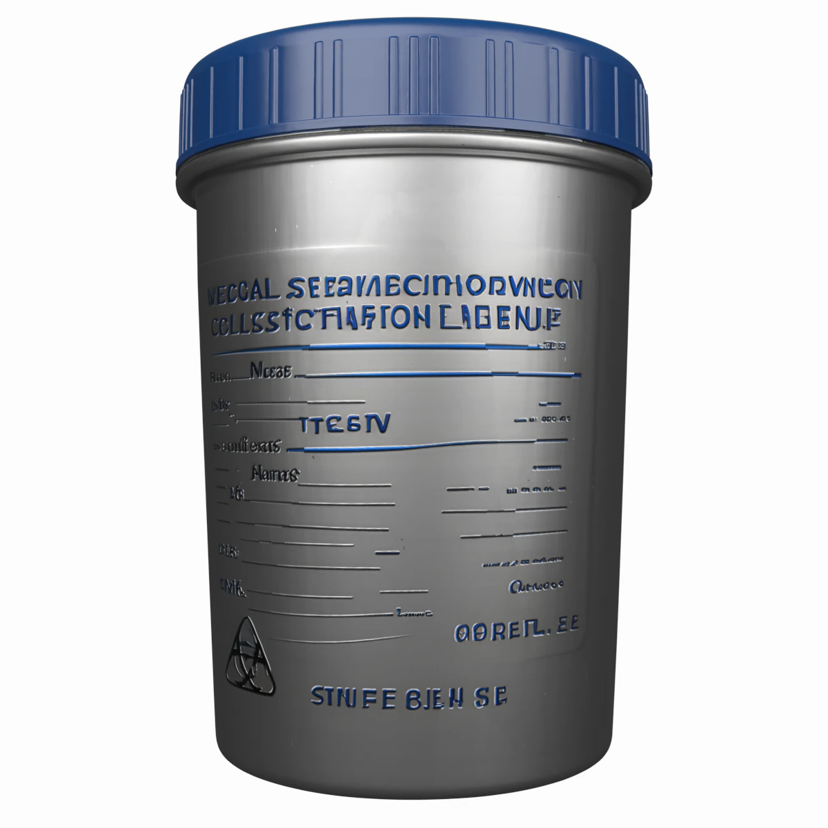 Di tazza per campioni medici traslucida con coperchio a vite e linee di volume graduate Modello 3D .c4d .max .obj .3ds .fbx .stl .blend 
