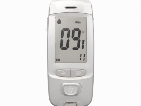 Modelo de gluc&oacute;metro digital 3D premium con puerto para tiras reactivas y dispositivo de lanceta Modelo 3D