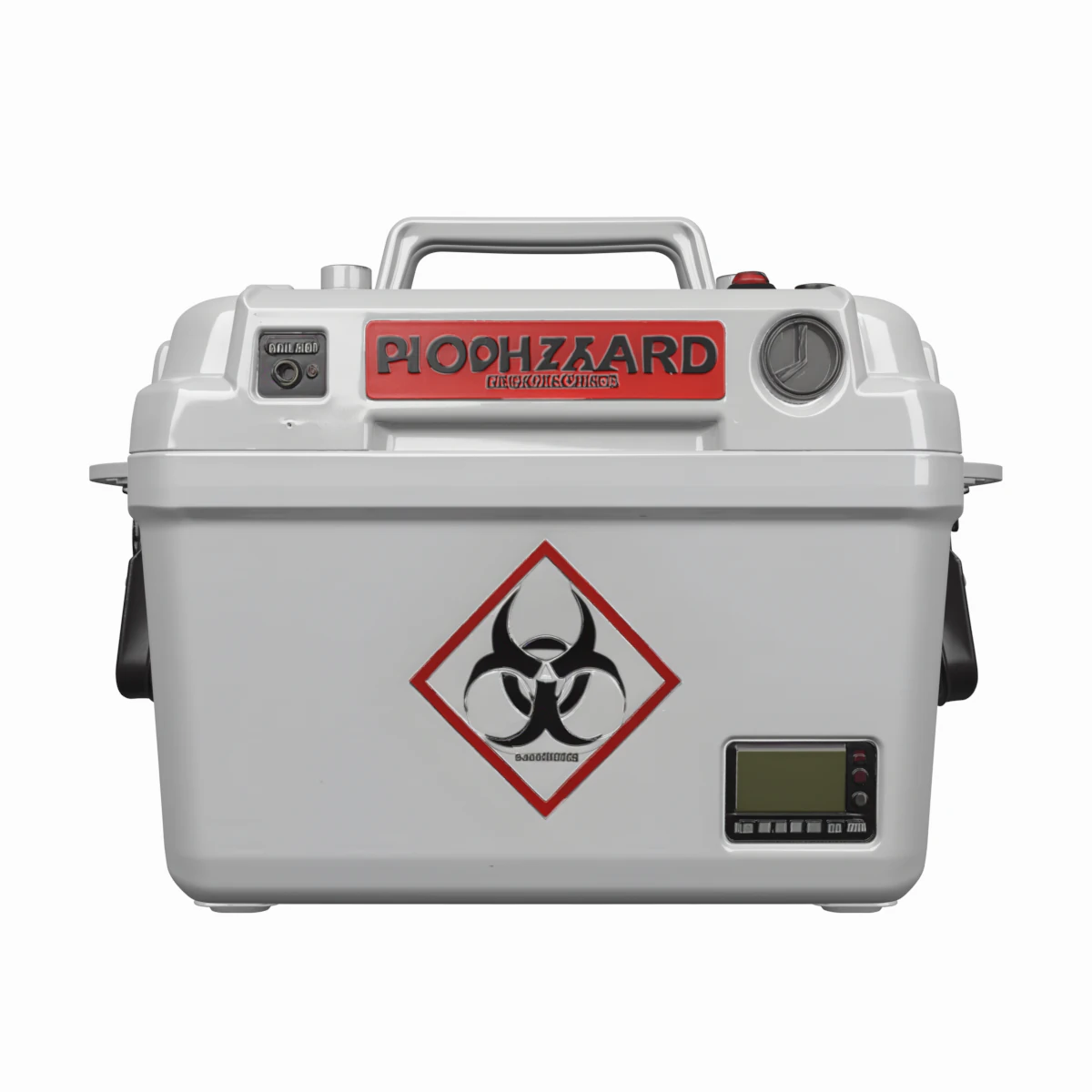 Profesjonalna lod&oacute;wka do transportu pr&oacute;bek medycznych 3D z etykietą zagrożenia biologicznego i monitorowaniem temperatury Model 3D .c4d .max .obj .3ds .fbx .stl .blend 