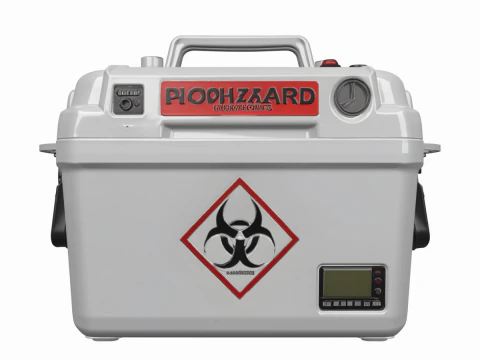 Професійний 3D-охолоджувач для транспортування медичних зразків із етикеткою біологічної небезпеки та моніторингом температури 3D Модель
