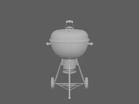 Classic Kettle BBQ Grill Black Enamel 3D Model